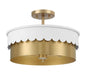 3-Light Ceiling Light in White and Natural Brass