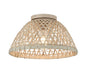 1-Light Ceiling Light in Matte Black and Natural Rattan