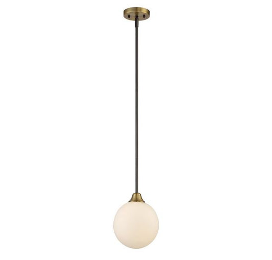 1-Light Mini Pendant in Oil Rubbed Bronze with Natural Brass