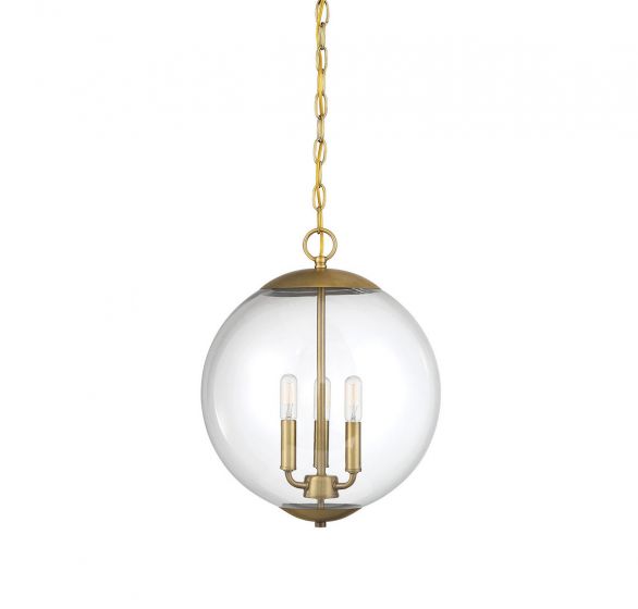 3-Light Pendant in Natural Brass