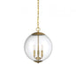 3-Light Pendant in Natural Brass