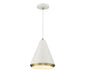 1-Light Pendant in White with Natural Brass