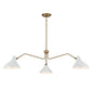 3-Light Pendant in White with Natural Brass