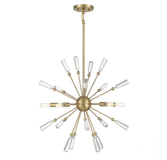 5-Light Pendant in Natural Brass