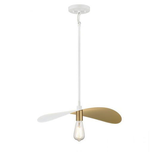 1-Light Pendant in White and Painted Gold