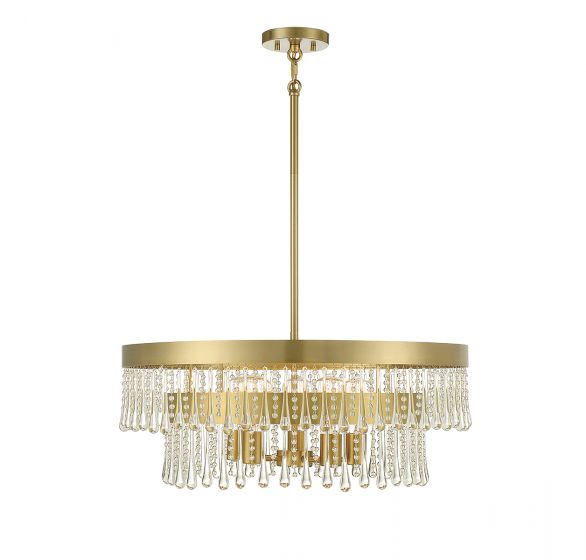 6-Light Pendant in Natural Brass