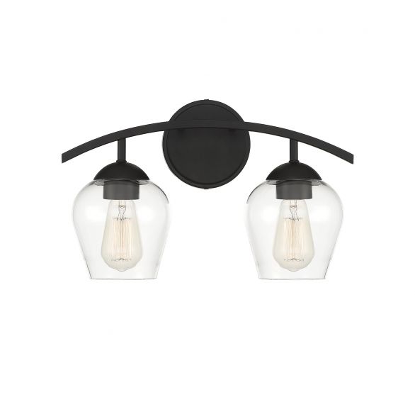 2-Light Bathroom Vanity Light in Matte Black