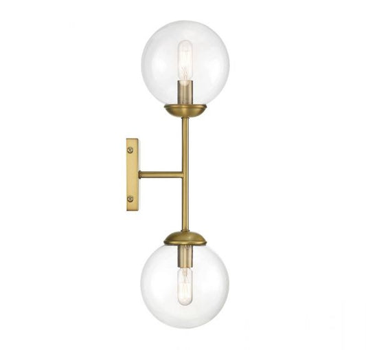 2-Light Wall Sconce in Natural Brass