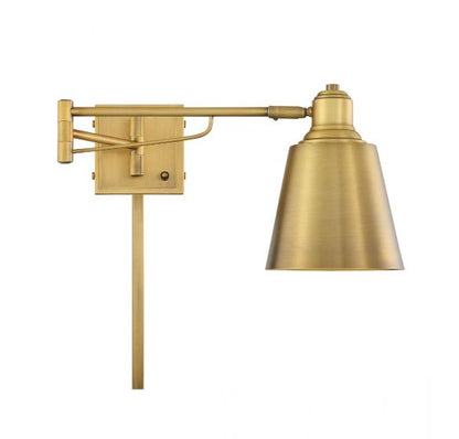 1-Light Adjustable Wall Sconce in Natural Brass