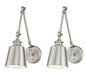 1-Light Adjustable Wall Sconce in Brushed Nickel (Set of 2)